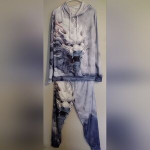 Men's Large Graphic Dragon Hoodie And Pants Set.